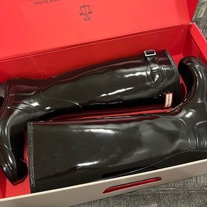 Hunter black gloss tall boots. Size 9